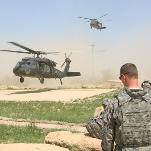 20. UH-60 Blackhawks landing near Mosul.