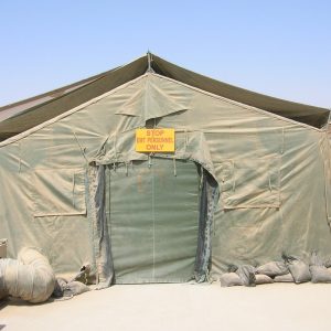 Containerized Housing Units (CHUs) protected by sandbags at COB Speicher 2011.