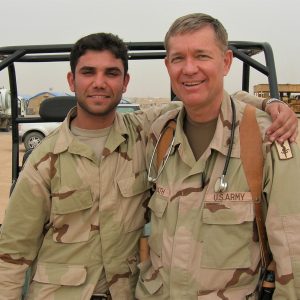 Colonel Horvath with Iraqi interpreter at Camp Bucca, March 2006.